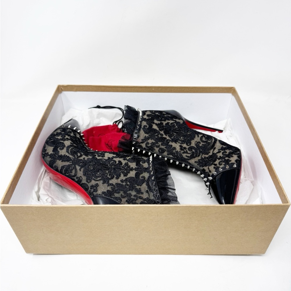 Christian Louboutin 100 Pigalle Boots Black Lace NWOT 37 - Picture 17 of 17